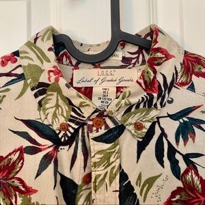 H&M Floral-print Corduroy Long Sleeve Shirt